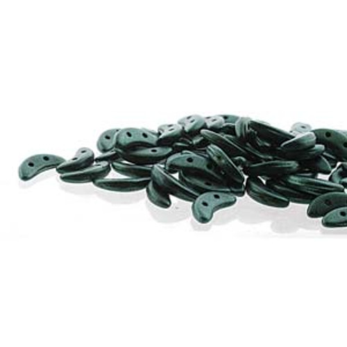 3x10mm Metallic Suede Light Green Crescent Beads