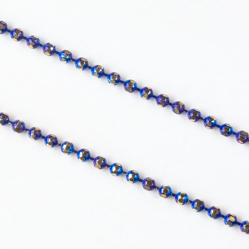 Cobalt Blue & Gold 1.5mm Ball Chain - 36 inch package