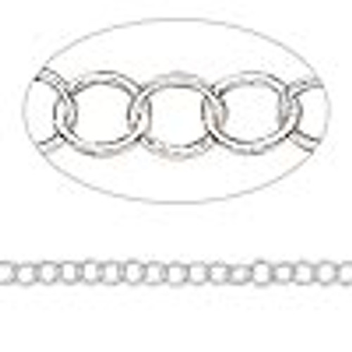 3mm Silver Plated Round Cable Chain - 36 inch package