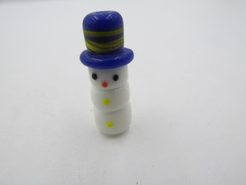 25x7mm Glass Snowman with Blue Hat