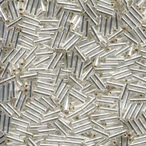 6mm Miyuki Bugle Seed Beads, Silver Lined Crystal - Golden Age Beads