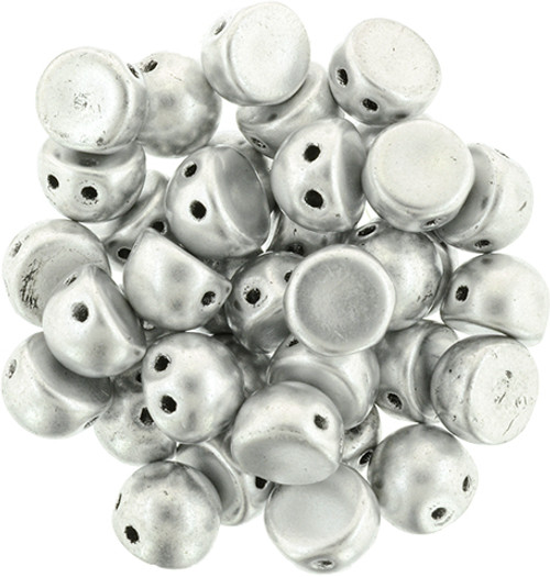 Metallic Silver Czechmate Two Hole Cabochon (20pk) 27000