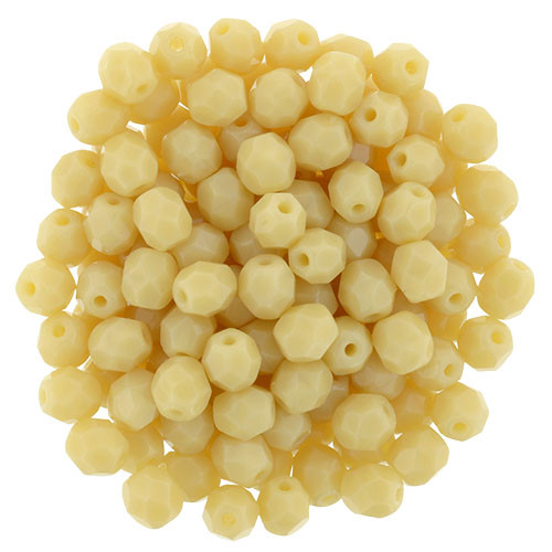 4mm Opaque Light Beige Fire Polish Beads (50pk)