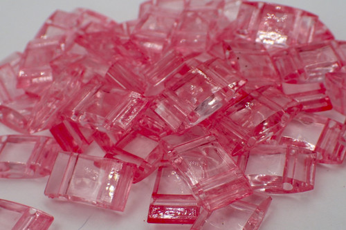 25pk Transparent Light Pink Carrier Beads (17x9x5mm) Two Hole 25pk Transparent Light Pink Carrier Beads (17x9x5mm) Two Hole