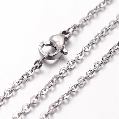 Silver Stainless Steel 17.75" Cable Chain Finished Necklace