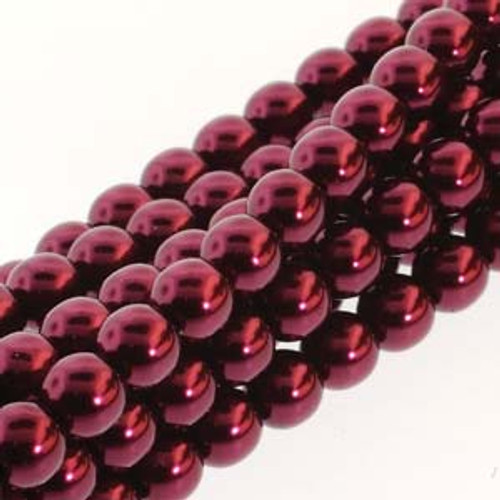 4mm Burgundy Glass Round Pearls - 120 Beads