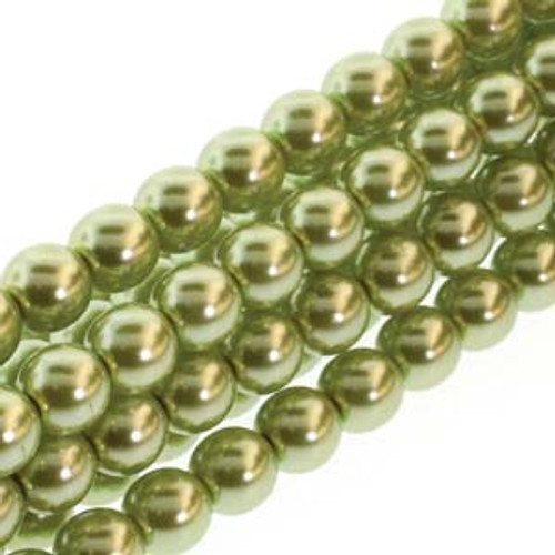 4mm Olivine Glass Round Pearls - 120 Beads