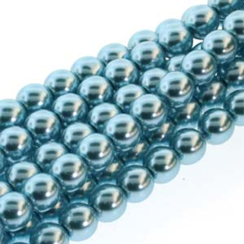 6mm Cerulean Glass Pearls - 75 Beads