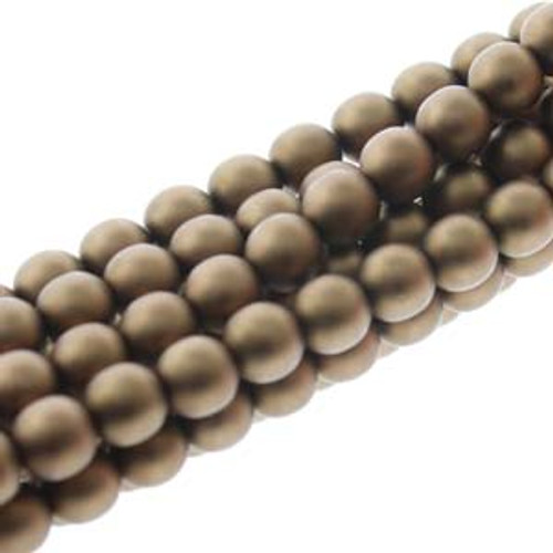 6mm Matte Antique Gold Glass Pearls - 75 Beads