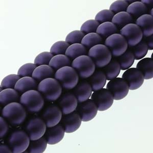 6mm Matte Purple Glass Pearls - 75 Beads