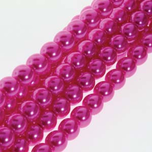 6mm Hot Pink Pearls - 75 Beads