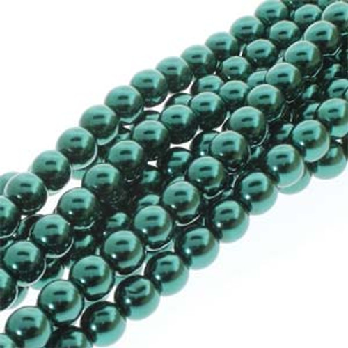 8mm Deep Emerald Pearls - 75 Beads