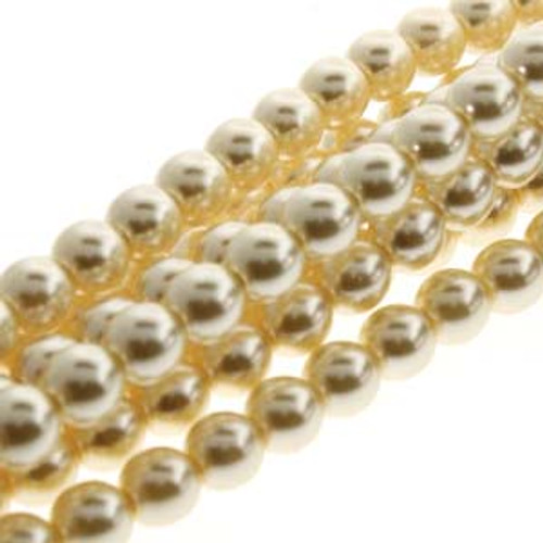 4mm Cream Glass Round Pearls - 120 Beads