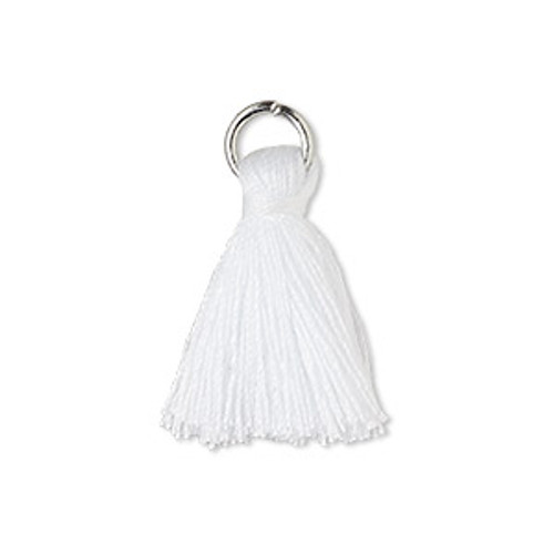 2pk 20-24mm White Mini Tassel with 6mm Ring