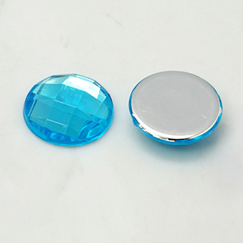 Imitation Taiwan Acrylic Rhinestone Cabochons, Faceted, Half Round/Dome, Deep Sky Blue, 18x5mm (6pk)