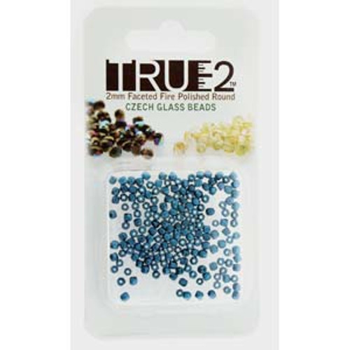 2mm Pastel Petrol Tru2 Fire Polish Beads - Approx 2 Grams