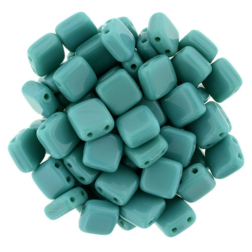 6mm 2-Hole Persian Turquoise Tile Beads - 50pk