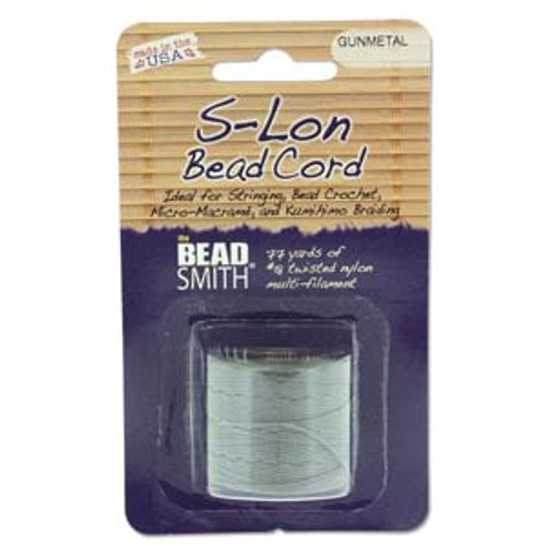 S-LON BEAD CORD TEX 210 1/CD GUNMETAL-Approx 77 Yards