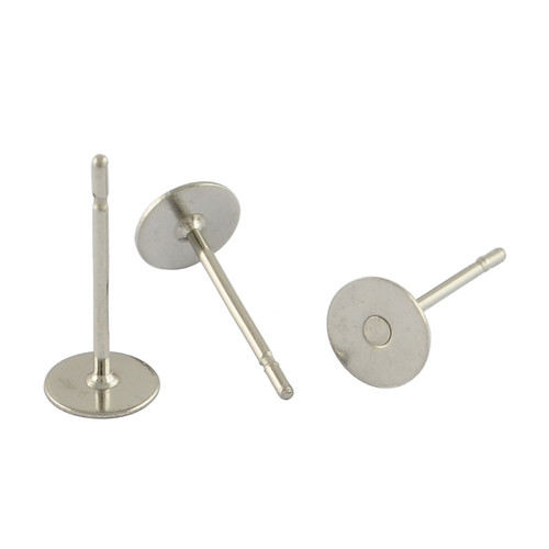 Stainless Steel 4mm Flat Pad Earring Posts with Pair of Backs