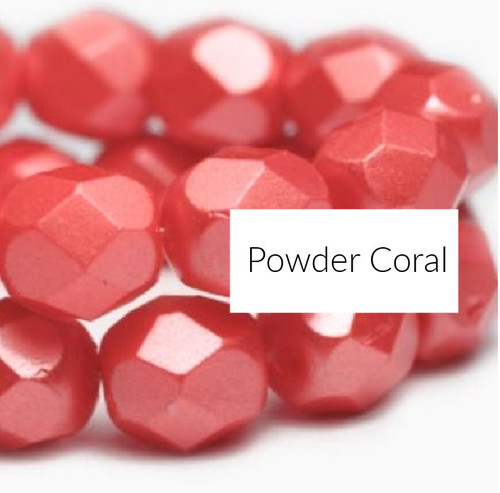 4mm Powder Coral Fire Polish (50 Beads) 4mm Powder Coral Fire Polish (50 Beads)