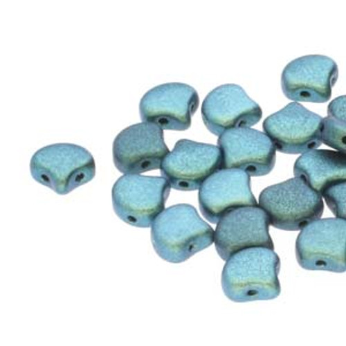 7.5x7.5mm Polychrome Mint Chocolate Two Hole Ginko Beads (8 Grams) Approx 30-35 Beads