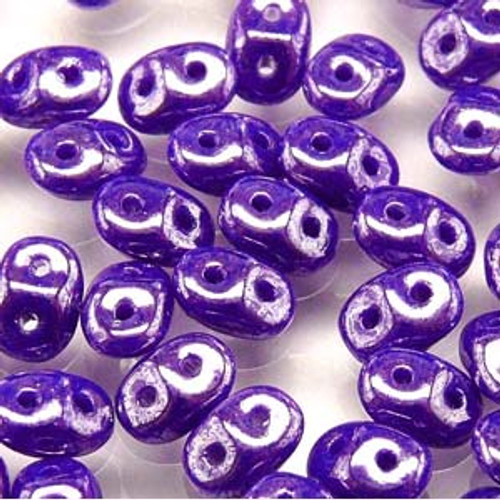 2.5x5mm Opaque Blue White Luster Super Duo Beads - 8 Grams DU0533050-14400
