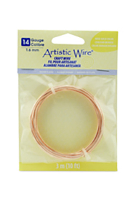 Artistic Wire, 14 Gauge (1.6 mm), Rose Gold Plated, Tarnish Resistant Silver, 10 ft (3.1 m)