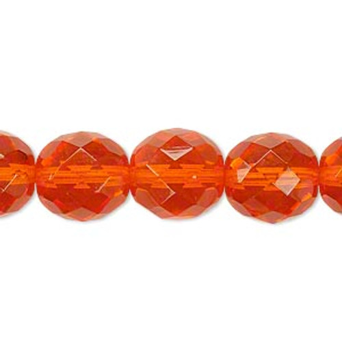 6pk 12mm Transparent Orange Fire Polish Beads