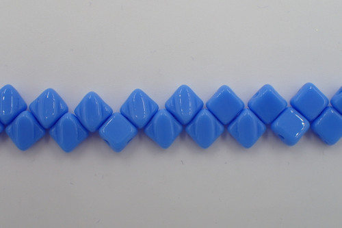 Blue Opaque 2-Hole Glass Silky Beads