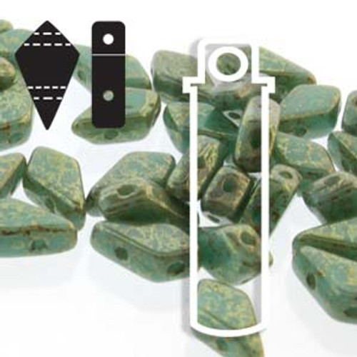 9x5mm 2HL Turquoise Green Lumi Kite Beads (24 Grams)