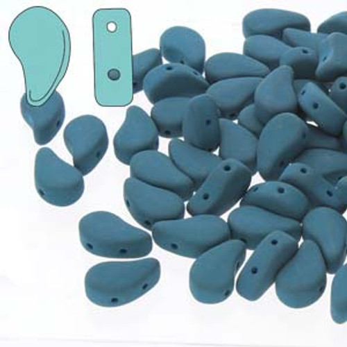 8x5mm Matte Velvet Dark Teal Paisley Duo (8 Grams Approx 30 Beads)