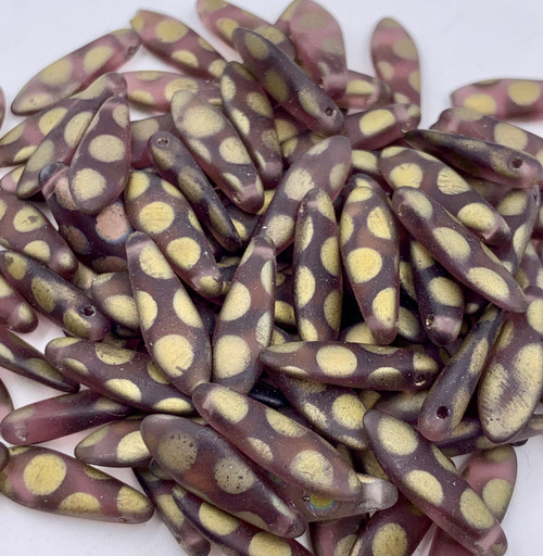 5x15mm Gold Spot Amethyst Dagger Bead (10 Pack)