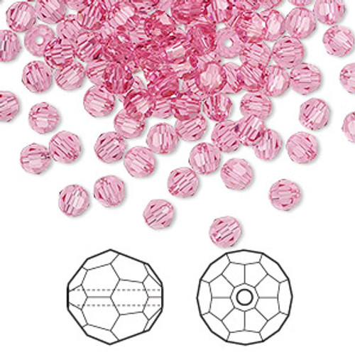 4mm Rose Austrian Round 12pk