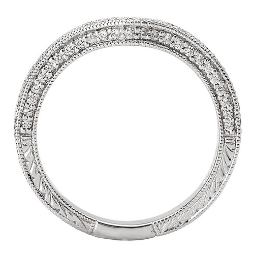 18KW ROM CURVED MLGN DIA BAND W/ENGRAVING, D1/4CTW 18KW ROM CURVED MLGN DIA BAND W/ENGRAVING, D1/4CTW