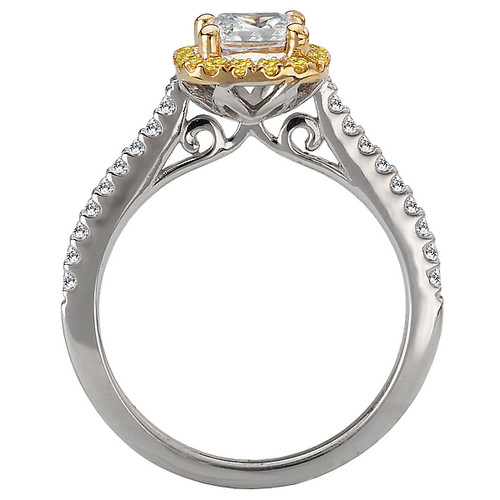 18KWY ROM HALO WH/YELL DIA SM D1/7CT,YEL1/8CT, FIT 5.5MM CS