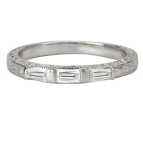 18KW ROM BGT DIAMOND ENGRAVED BAND, D.29CT 18KW ROM BGT DIAMOND ENGRAVED BAND, D.29CT