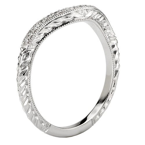 18KW ROM ENGRAVED DIA CURVED  BAND, D.09CTW 18KW ROM ENGRAVED DIA CURVED  BAND, D.09CTW