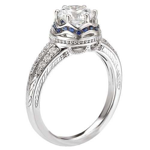 18KW ROM RD DIA/SAPPH SEMI-MT D1/6CTW/S.09CTW, FIT 6.5MM RD