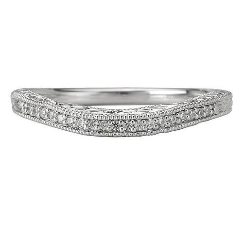 18KW ROM 19-RD DIA CURVED BANDW/ENGRAVING,MLGN, D.08CTW 18KW ROM 19-RD DIA CURVED BANDW/ENGRAVING,MLGN, D.08CTW