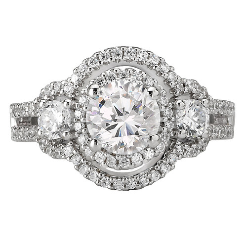 18KW ROM DIA HALO SPLIT SEMI-MW/SIDES, D3/4CTW, FIT 6.5MM RD