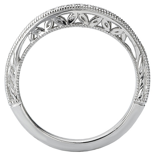 18KW ROM CURVED DIA BAND      ENGRV/MLGN LEAF CUTOUT,D.08CTW 18KW ROM CURVED DIA BAND      ENGRV/MLGN LEAF CUTOUT,D.08CTW