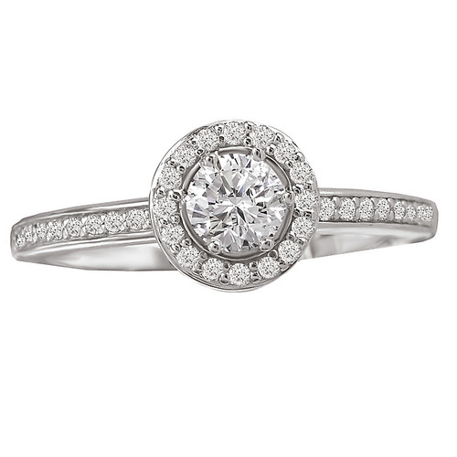 14KW ROM COM RD HALO DIA RING D1/2CTW, INCL 1/3CT RD DIA 14KW ROM COM RD HALO DIA RING D1/2CTW, INCL 1/3CT RD DIA