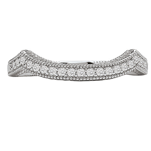 14KW ROM CURVED DIA MLGN BAND W/ENGRAVING, D1/8CTW 14KW ROM CURVED DIA MLGN BAND W/ENGRAVING, D1/8CTW