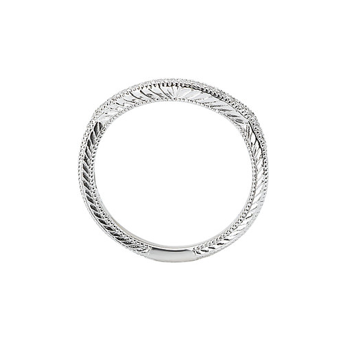 14KW ROM CURVED DIA MLGN BAND W/ENGRAVING, D1/8CTW 14KW ROM CURVED DIA MLGN BAND W/ENGRAVING, D1/8CTW