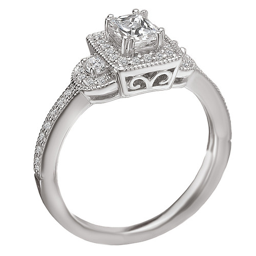 14KW ROM COM EM HALO DIA RG   D3/4CTW, INC 3/8CT EM 14KW ROM COM EM HALO DIA RG   D3/4CTW, INC 3/8CT EM