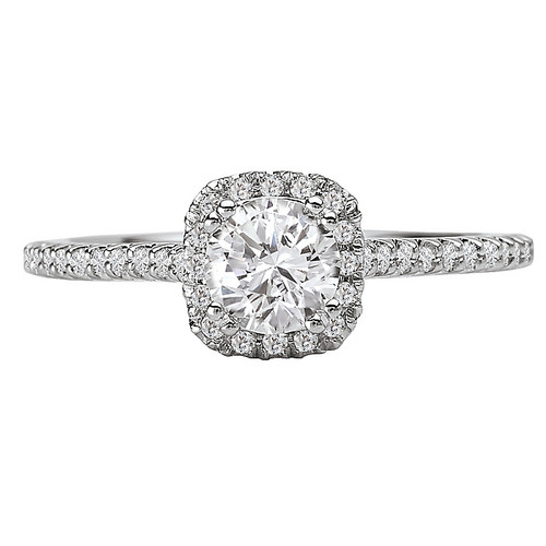 14KW ROMCOM CUSH HALO DIA RINGD3/4CTW, INCL 1/2CT RD CTR 14KW ROMCOM CUSH HALO DIA RINGD3/4CTW, INCL 1/2CT RD CTR