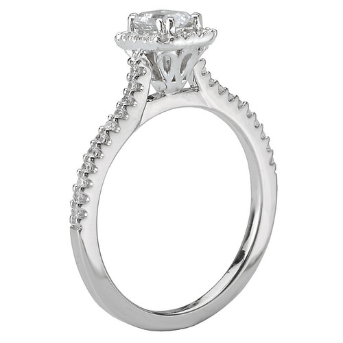 14KW ROM COM EM HALO DIA RING D1/2CTW, INC 3/8CT EM,118278-W 14KW ROM COM EM HALO DIA RING D1/2CTW, INC 3/8CT EM,118278-W