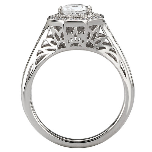 14KW PET OCTAGON HALO DIA RINGMLGN, D1/2CTW, INCL 3/8CT RD