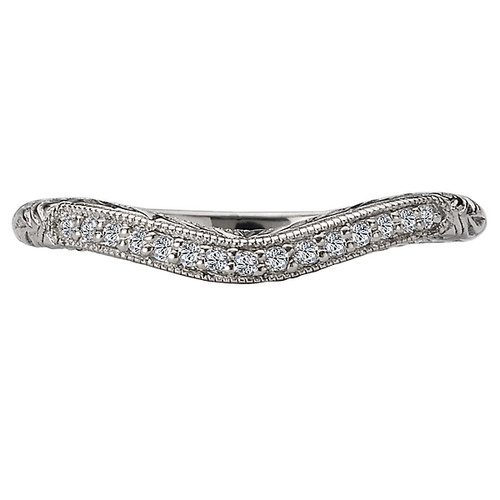 14KW PET CURVE DIA BAND W/MLGNand ENGRV, D.08CTW 14KW PET CURVE DIA BAND W/MLGNand ENGRV, D.08CTW