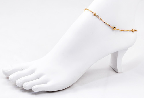 YELLOW GOLD ANKLETS, 21K, YGANKL009, Weight: 3.7g